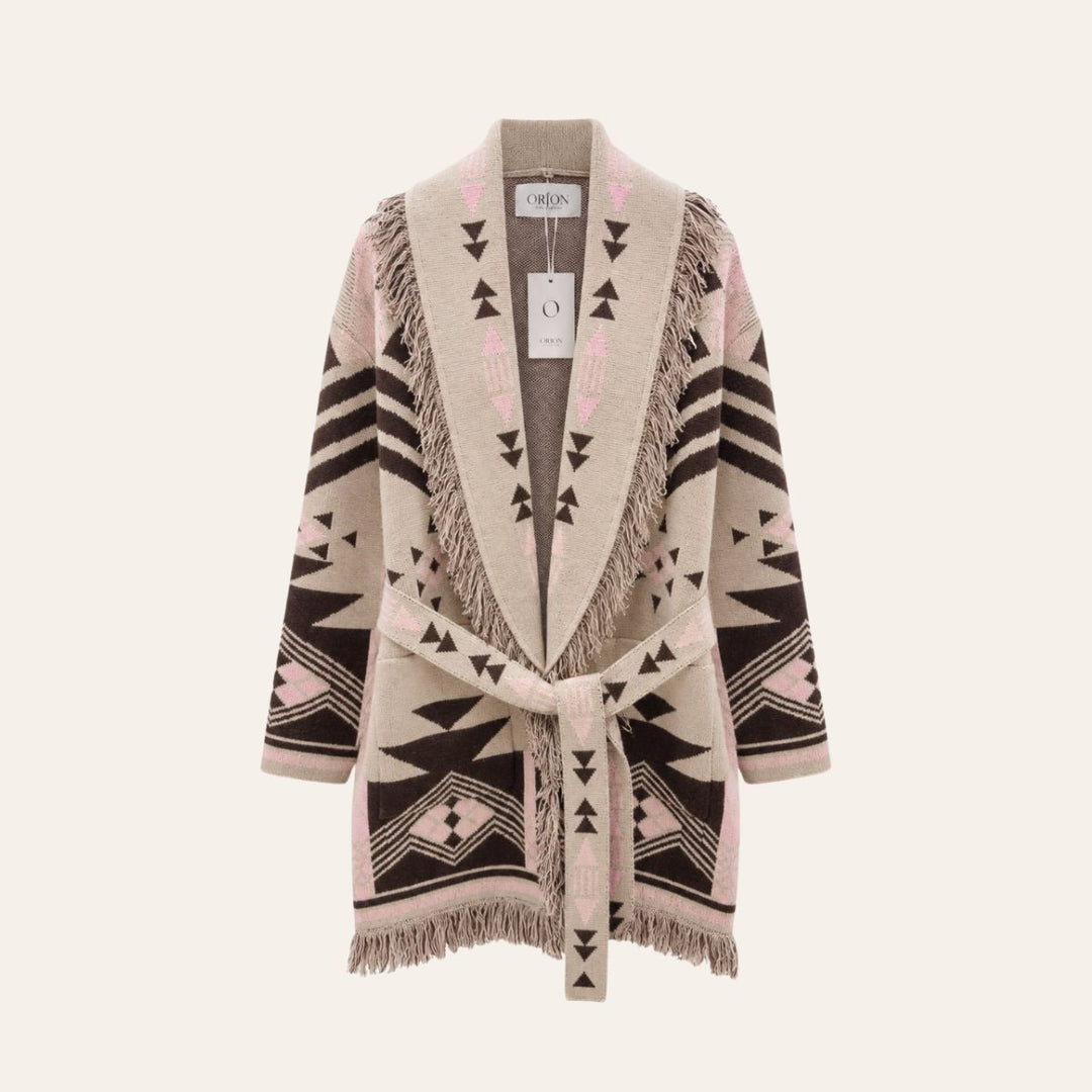 From Paris With Love Fringe Jacket Pink Beige Brown W