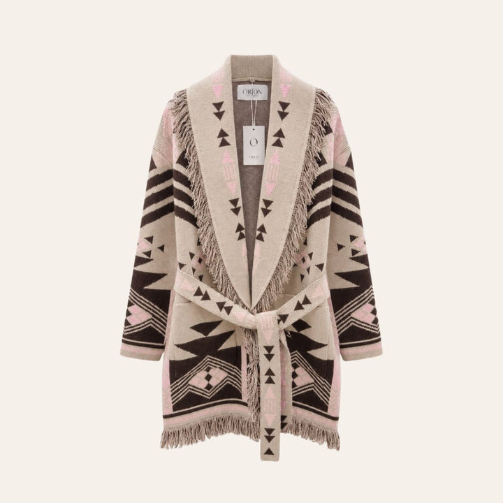 From Paris With Love Fringe Jacket Pink Beige Brown W