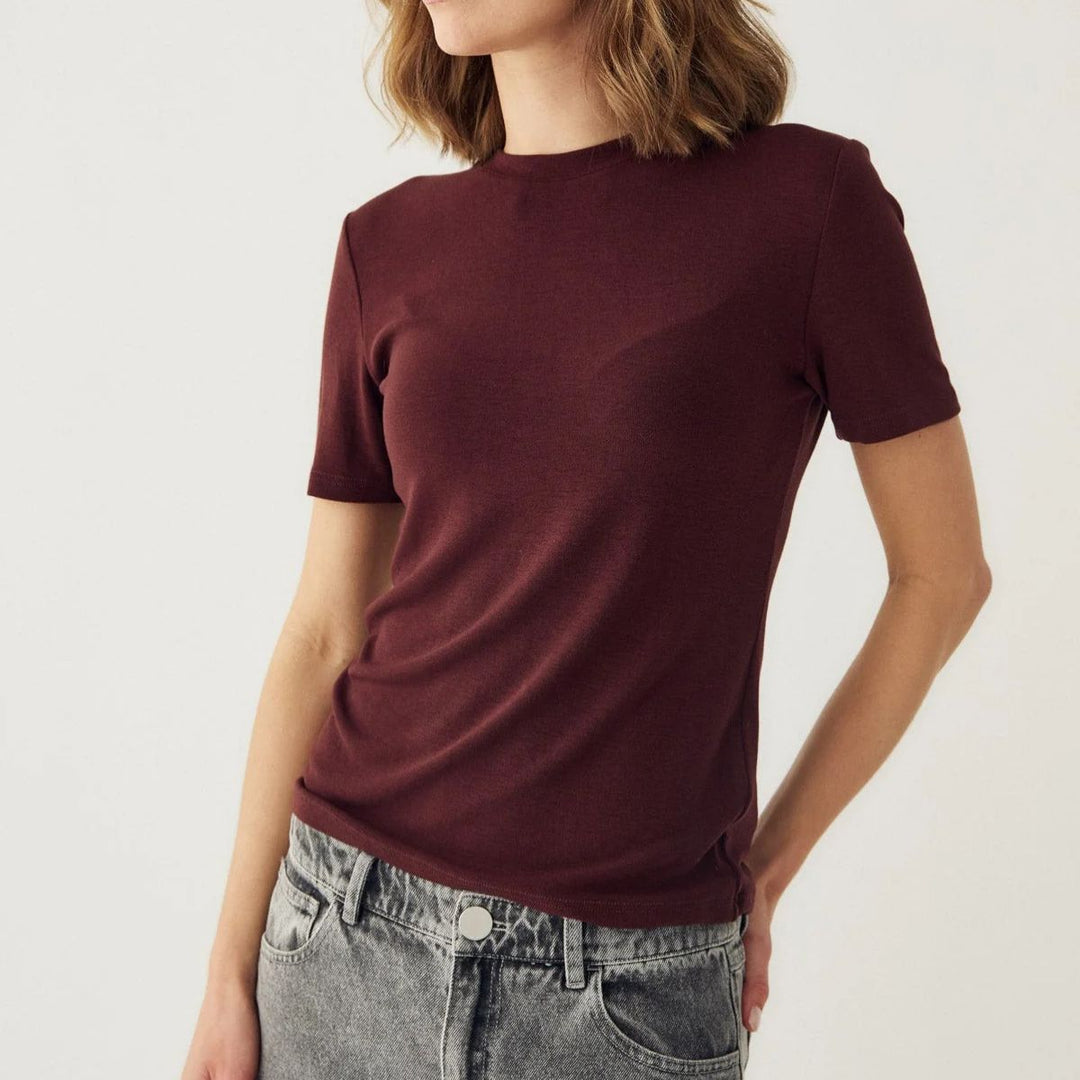 Noella Lidie SS Top Burgundy Melange