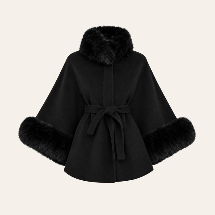 From Paris With Love Short Cape With Belt Black W