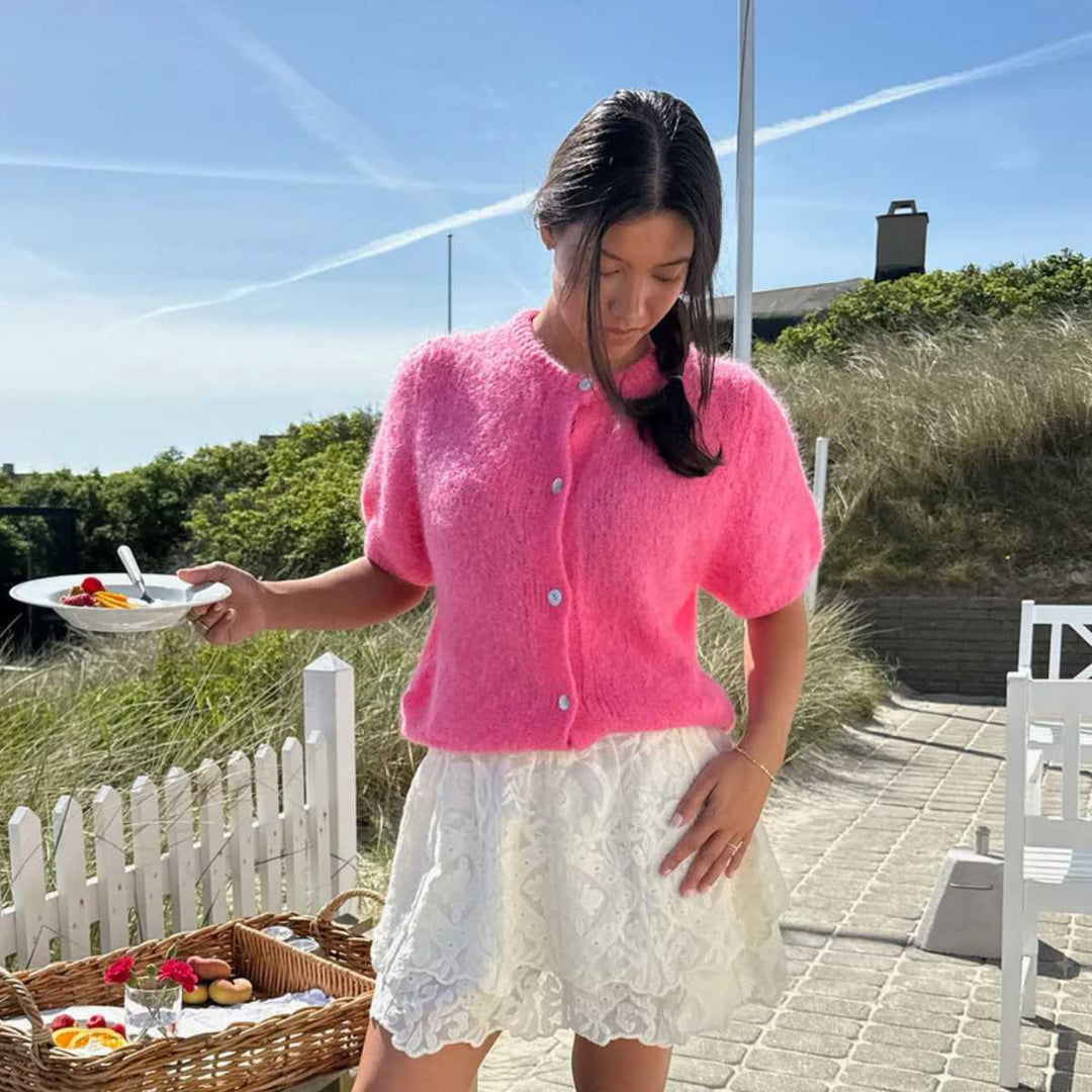 IdaIC Kortermet Cardigan Pink