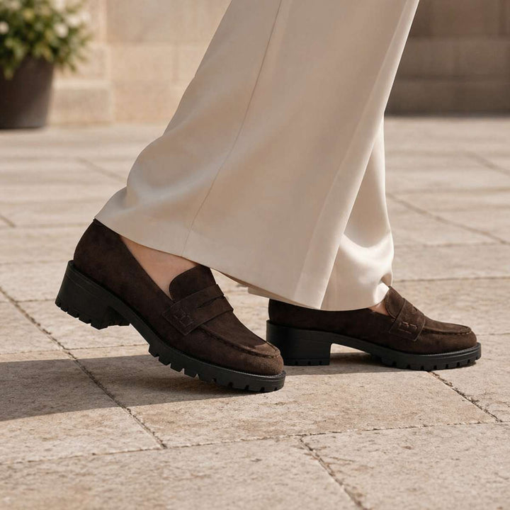 Bianco Biapearl Penny Loafer Faux Suede Brown W
