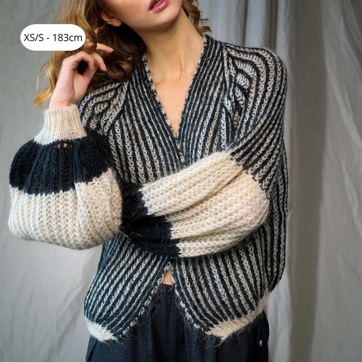 Noella Liana Knit Cardigan Cream/Black