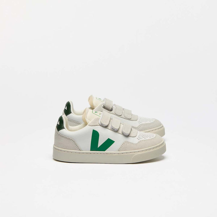 VEJA Small V-90 O.T. Leather Extra White Emraude B