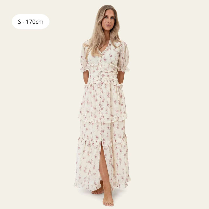 BYIC ArielIC Long Dress Off White Vintage Rose