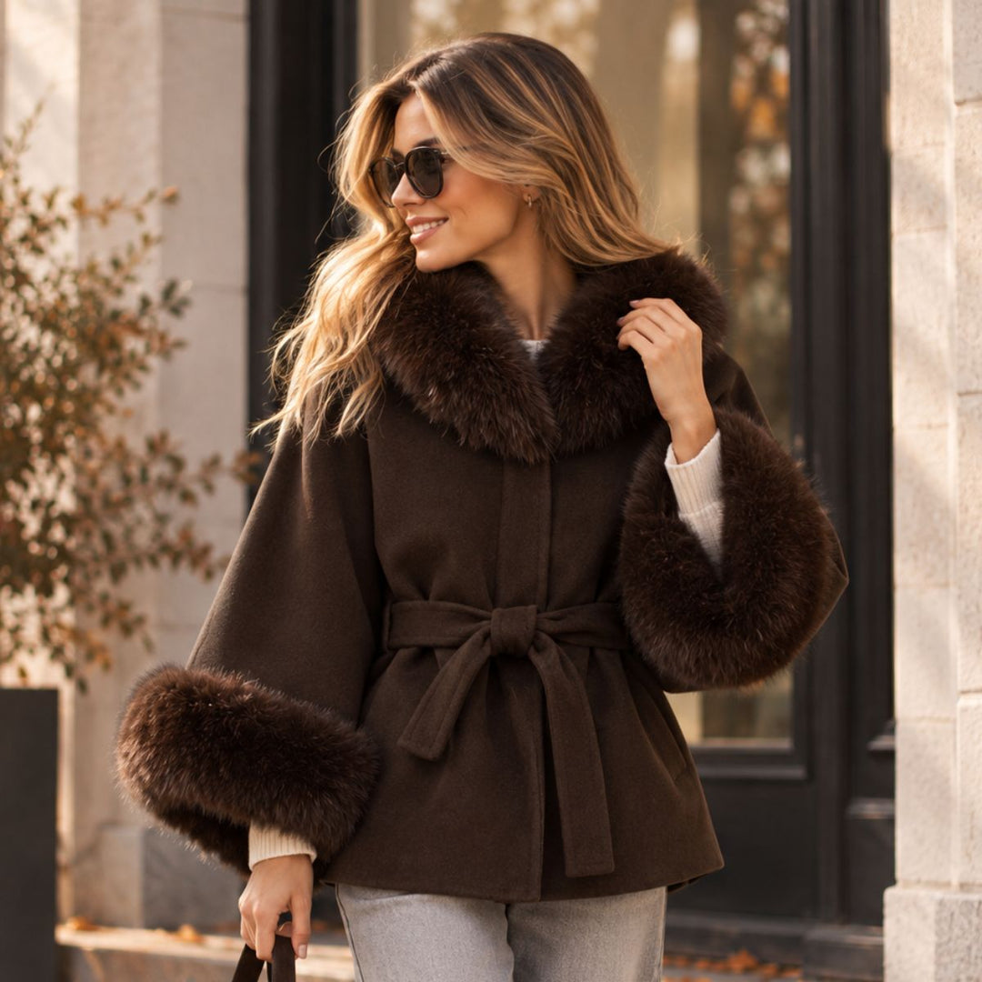 From Paris With Love Short Cape With Belt Brown W