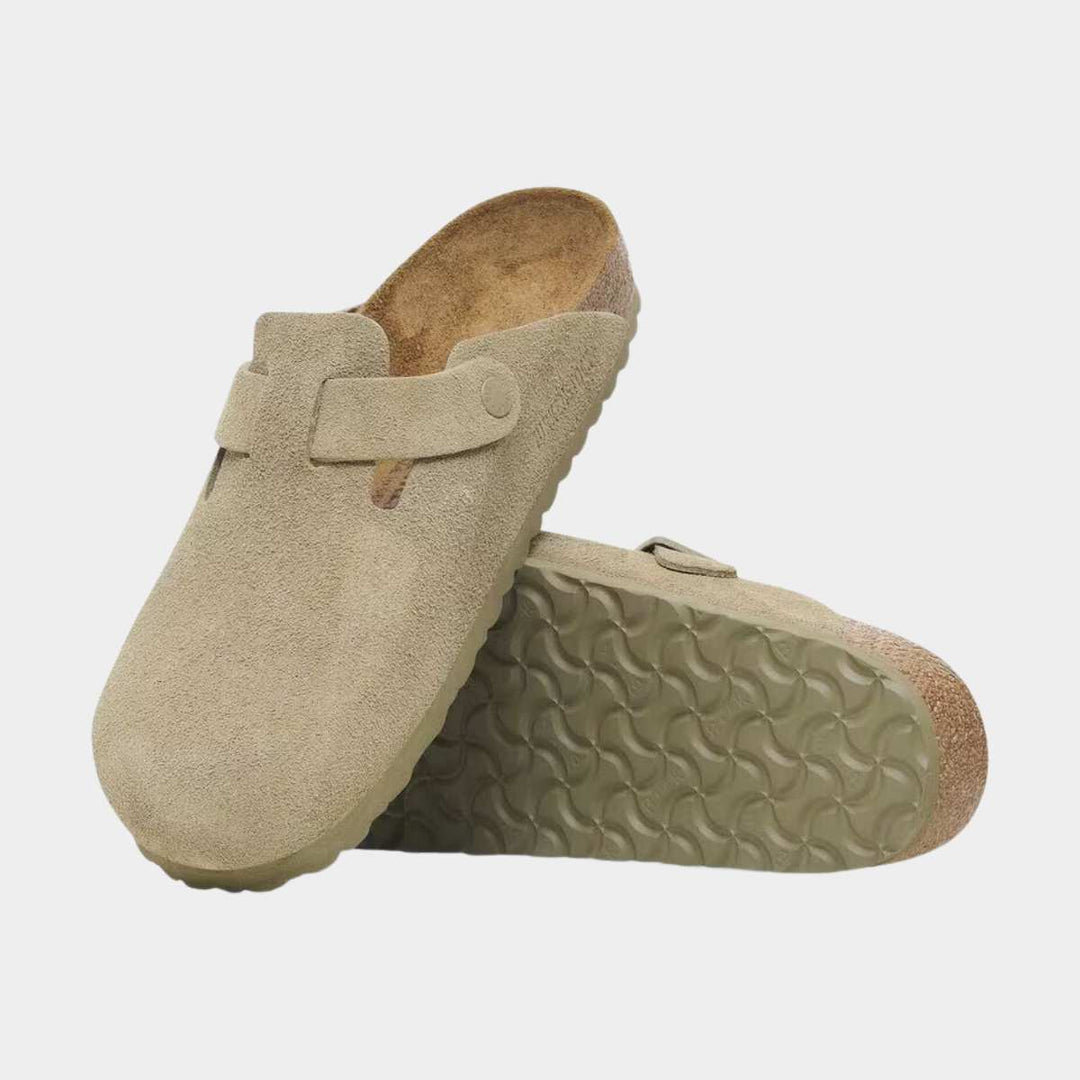 Birkenstock Boston Regular Suede Leather Faded Khaki M