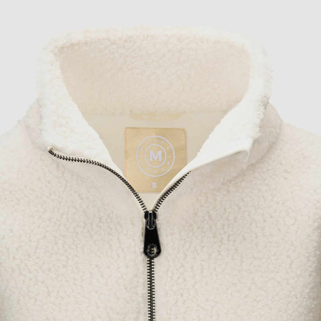 Monel Annie Teddy Fleece Half Zip White