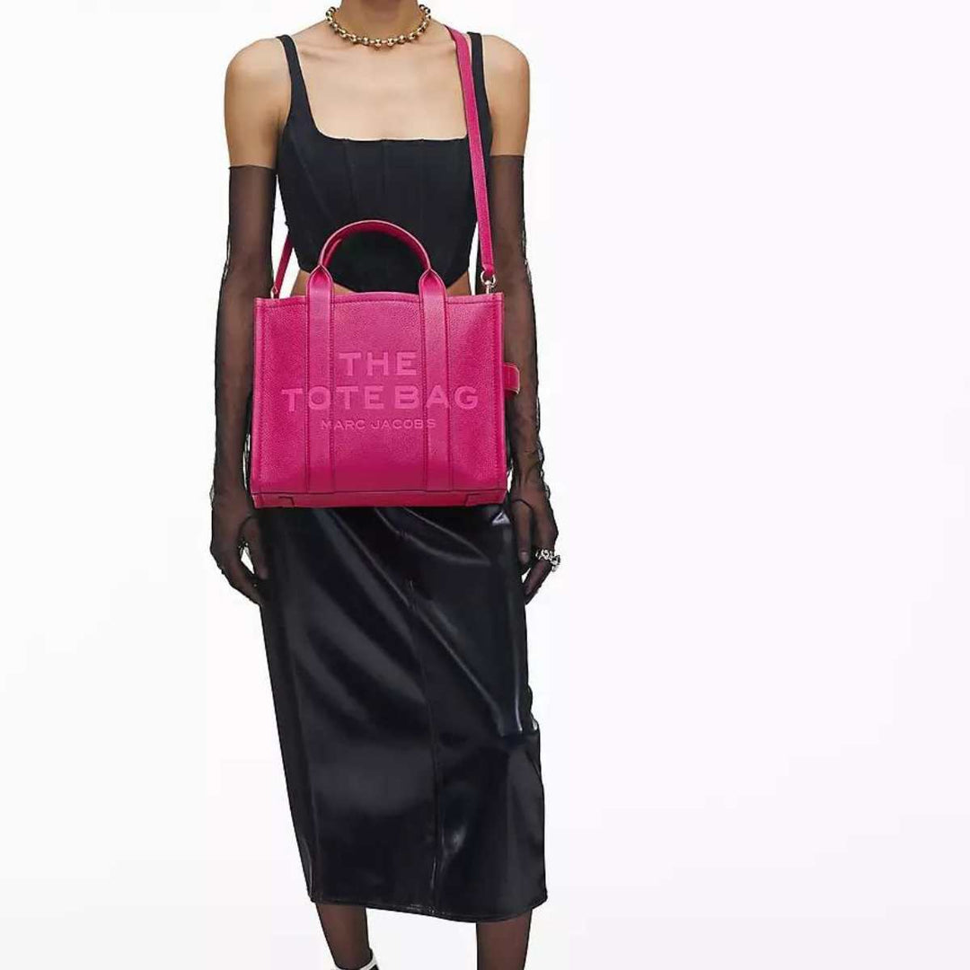 Marc Jacobs The Leather Medium Tote Bag Lipstick Pink