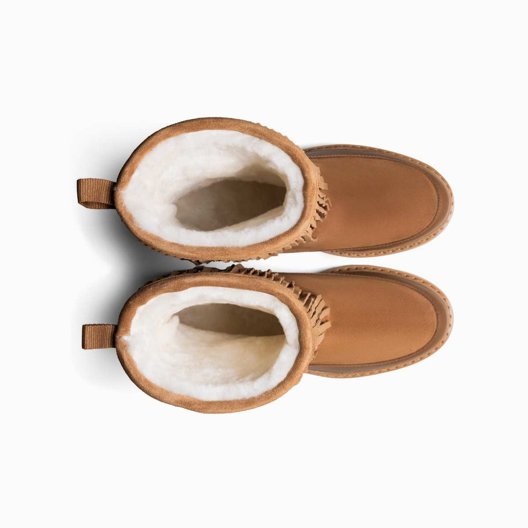 Mono Tag Boot Fringes Leather/Suede Cognac W