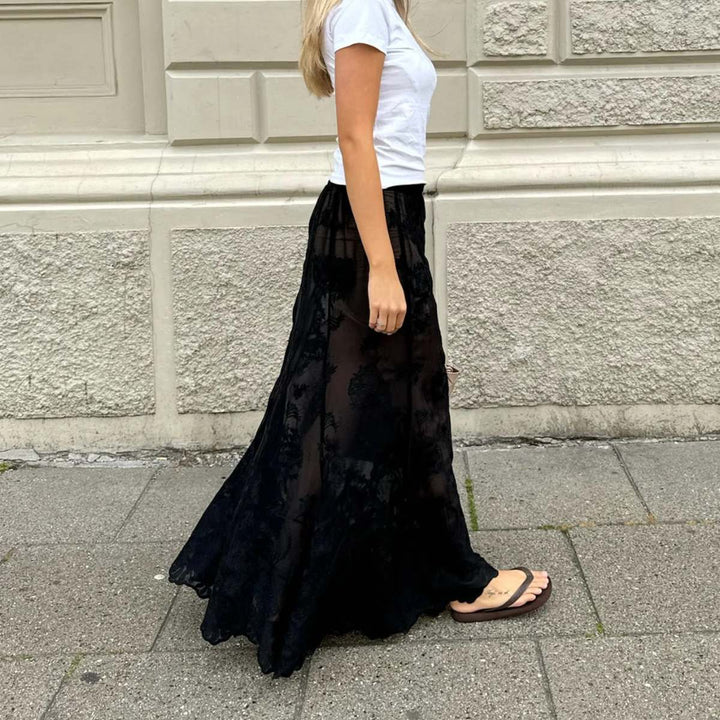 BYIC ElinorIC Lace Maxi Skirt Vintage Black