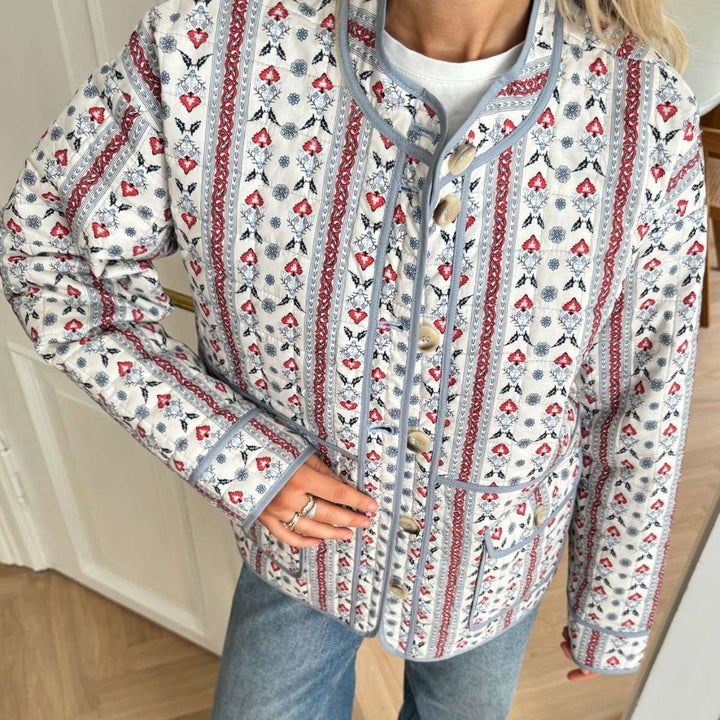 BYIC Emmyic Quilted Jacket Blue Red Print