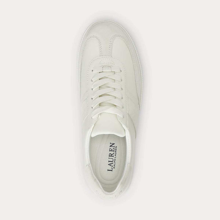 Ralph Lauren Braylee Leather and Suede Trainer Snow White / Bianco W
