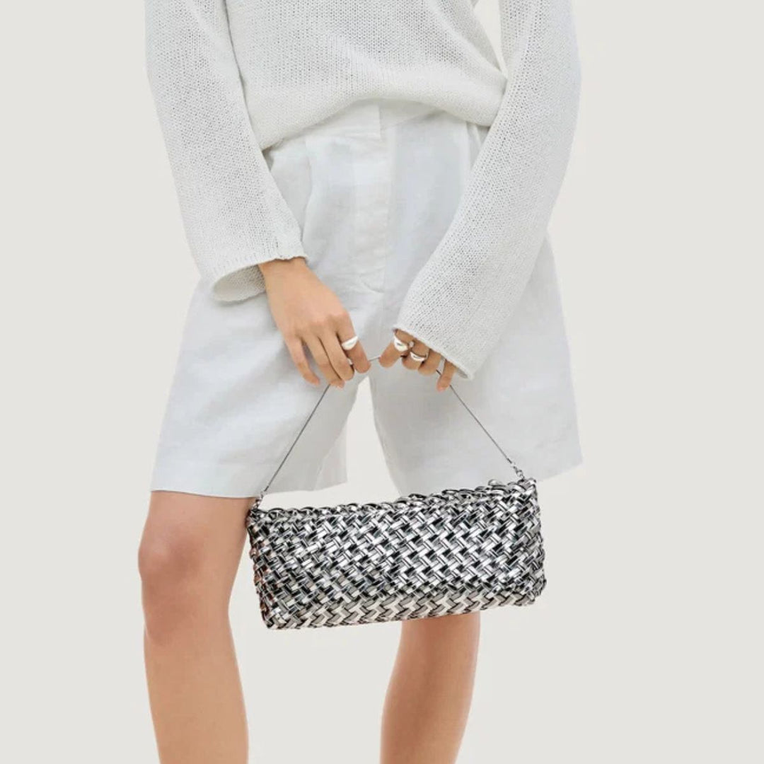 Naghedi Gala Medium Clutch Metallic Pewter