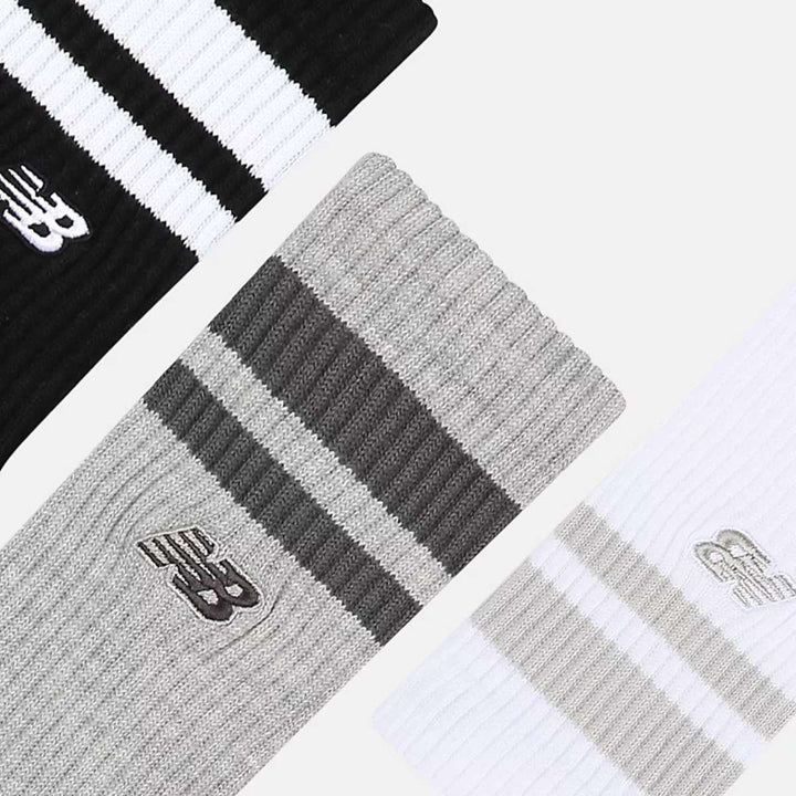 New Balance Active Premium Stripe Crew Socks 3-pack Grå