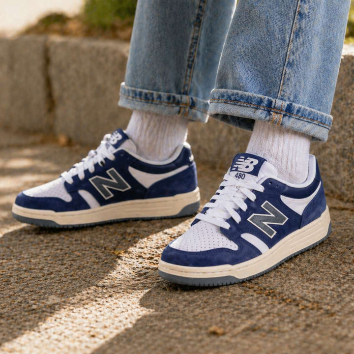 New Balance B480 White/Navy Junior