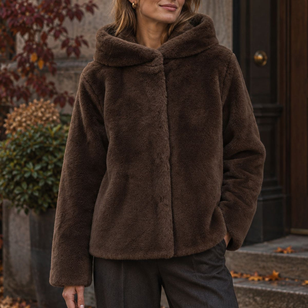 ELLA & IL Charlie Fake Fur Jacket Brown