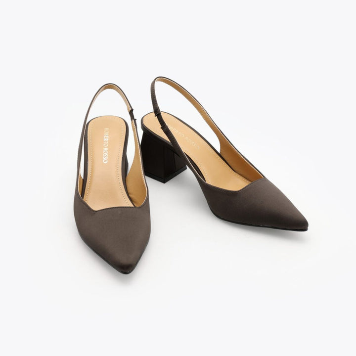 Roberto Rosso Pia Sling-Back Satin Coffee W