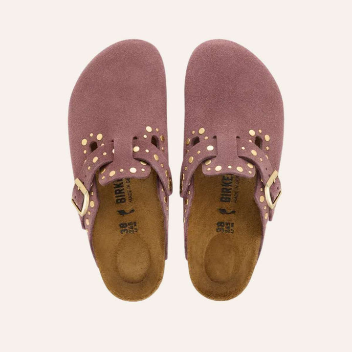 Birkenstock Boston Rivet Border Suede Pepper W