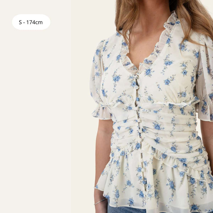 BYIC ArielIC Blouse Off White Vintage Blue
