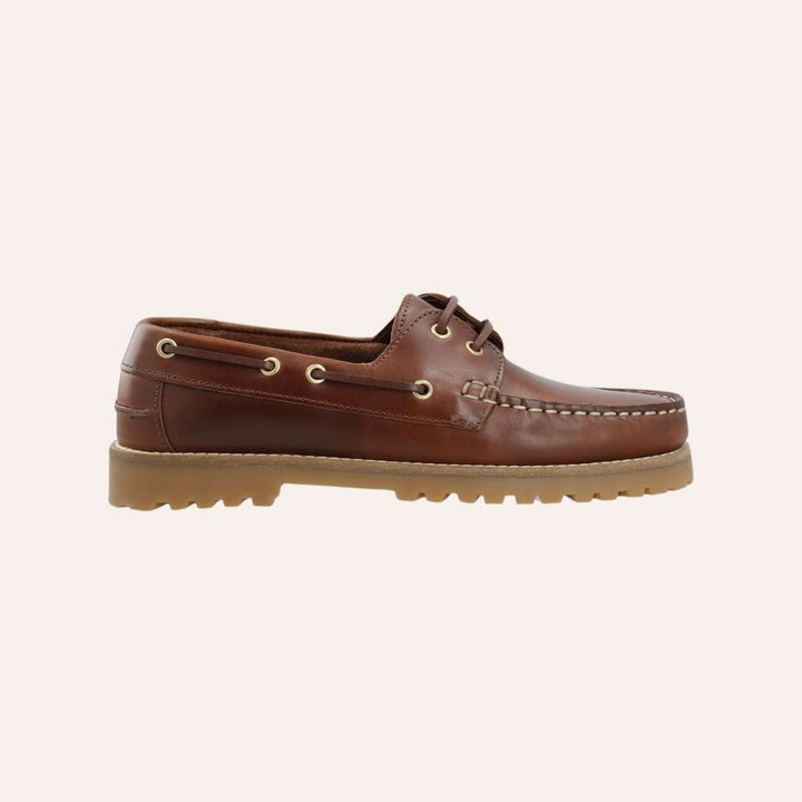 Bianco Biacapri Boat Shoe Pull Up Leather Brown W