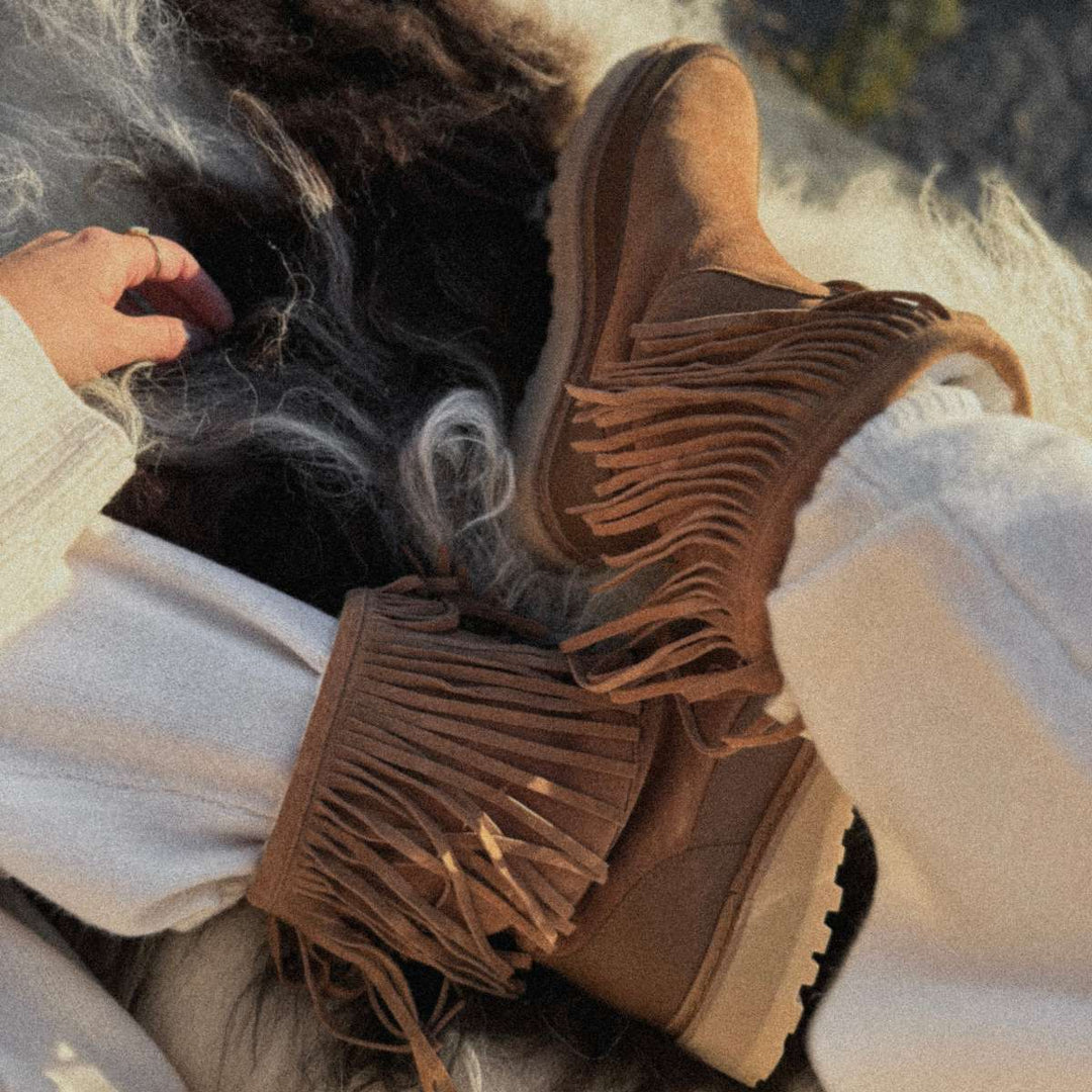Mono Tag Boot Fringes Leather/Suede Cognac W