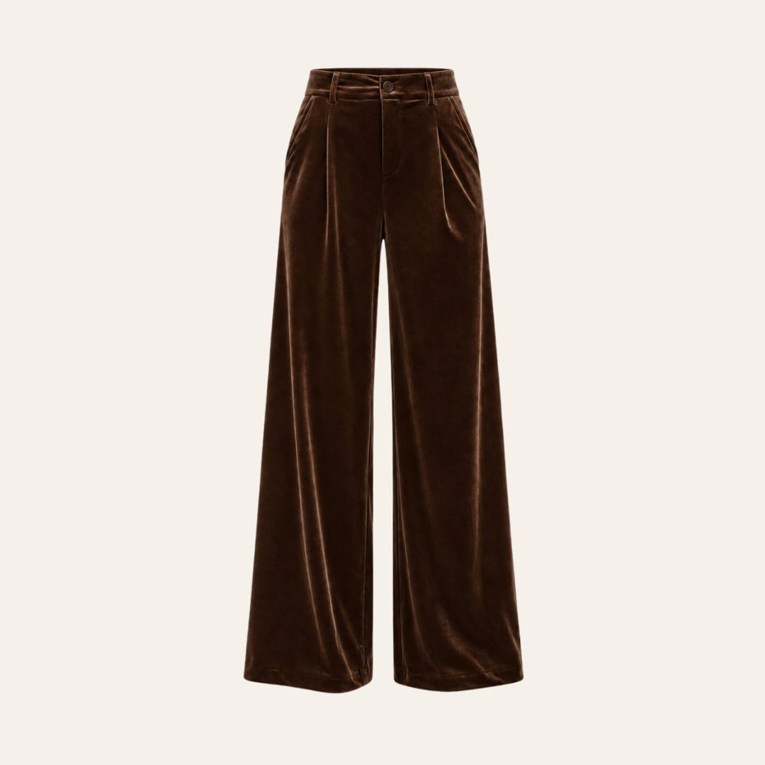 From Paris With Love Wide Velvet Suit Trousers Choco W