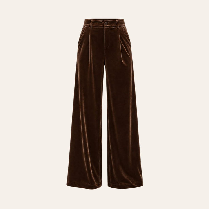 From Paris With Love Wide Velvet Suit Trousers Choco W