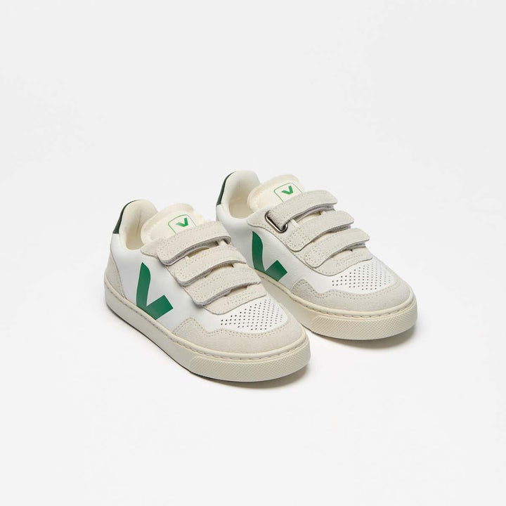 VEJA Small V-90 O.T. Leather Extra White Emraude B
