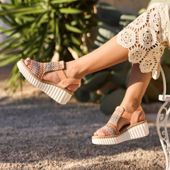 Rieker Kilehælsandal Multi Aprikos W