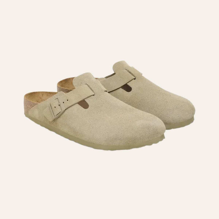Birkenstock Boston Regular Suede Leather Faded Khaki M