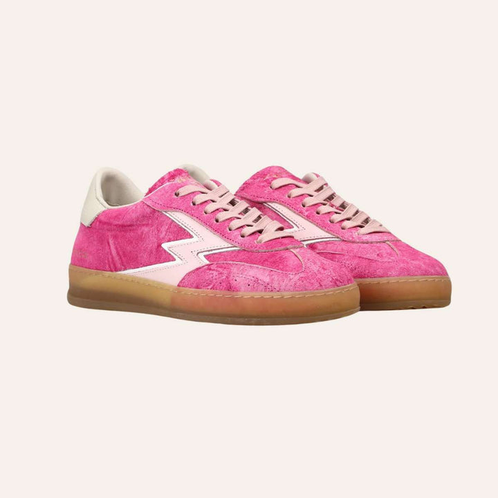 Moa Consept Pink Leather Logo Cherry Scratched Suede
