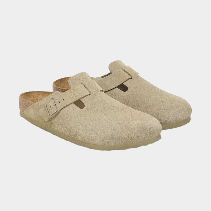 Birkenstock Boston Regular Suede Leather Faded Khaki M