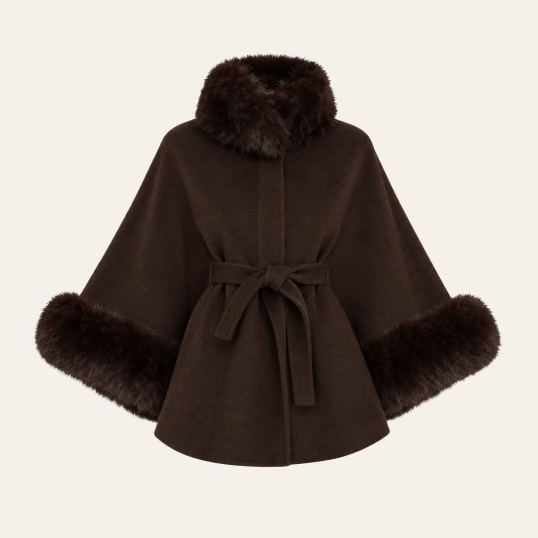From Paris With Love Short Cape With Belt Brown W
