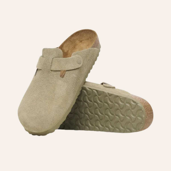 Birkenstock Boston Suede Smal Faded Khaki W