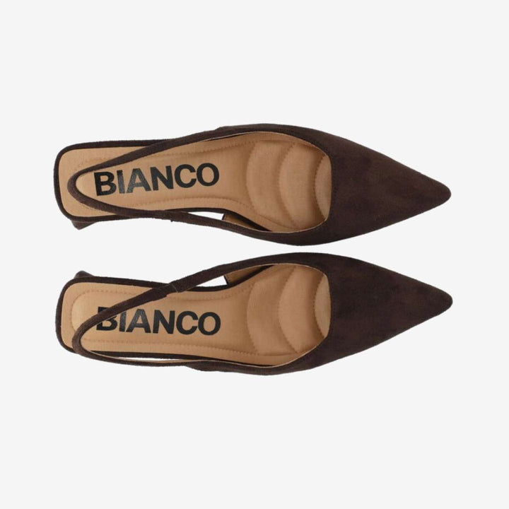 Bianco Biamaralyn Slingback Faux Suede Dark Brown W