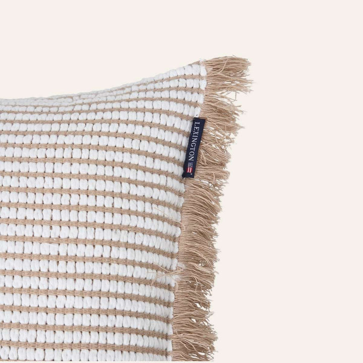 Lexington Heavy Striped Pillow Cover Beige/White 50x50