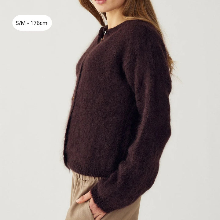 Noella N-Kae Mohair Cardigan Dark Brown Chocolate