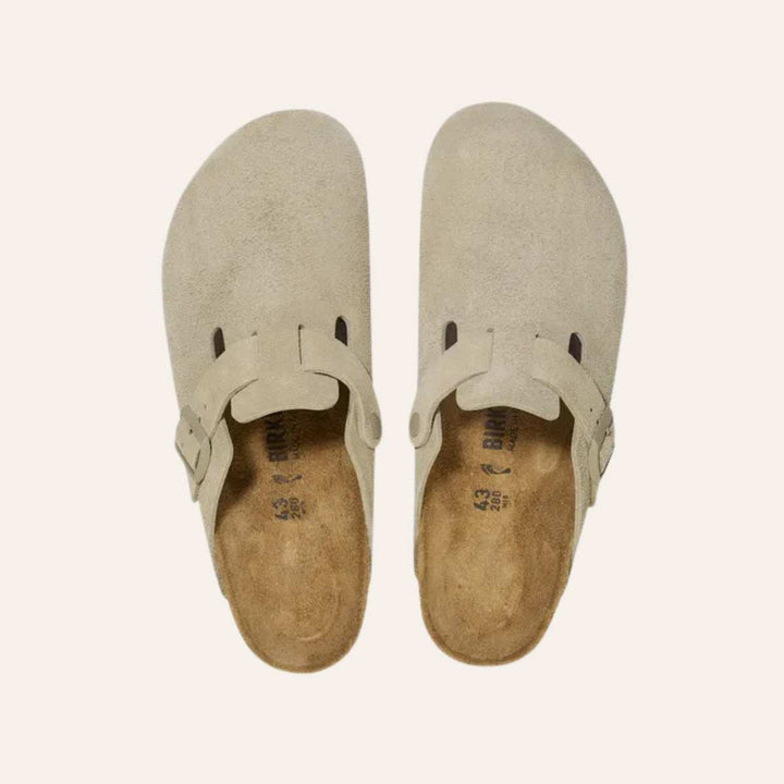 Birkenstock Boston Regular Suede Leather Faded Khaki M