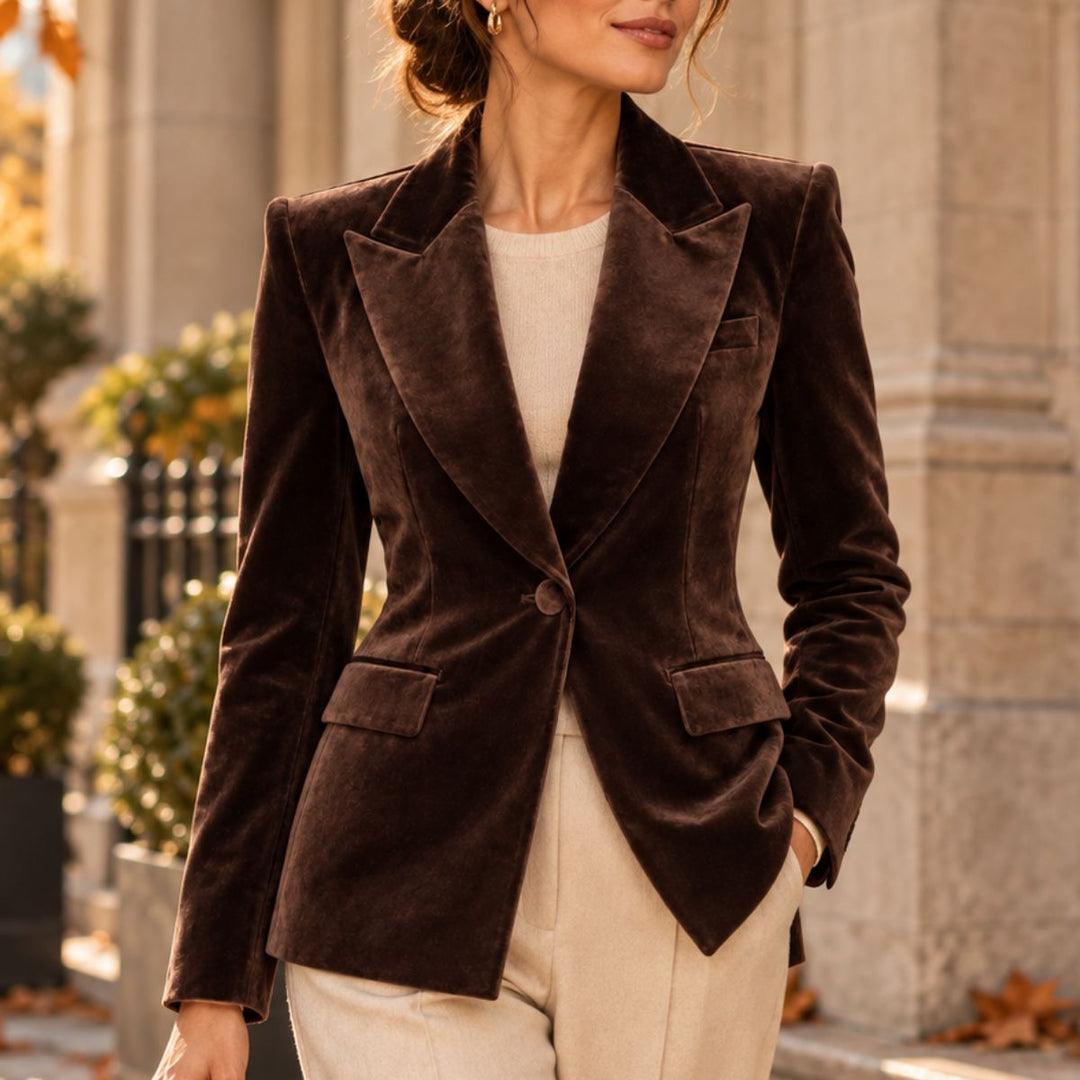 From Paris With Love Velvet Blazer Choco W