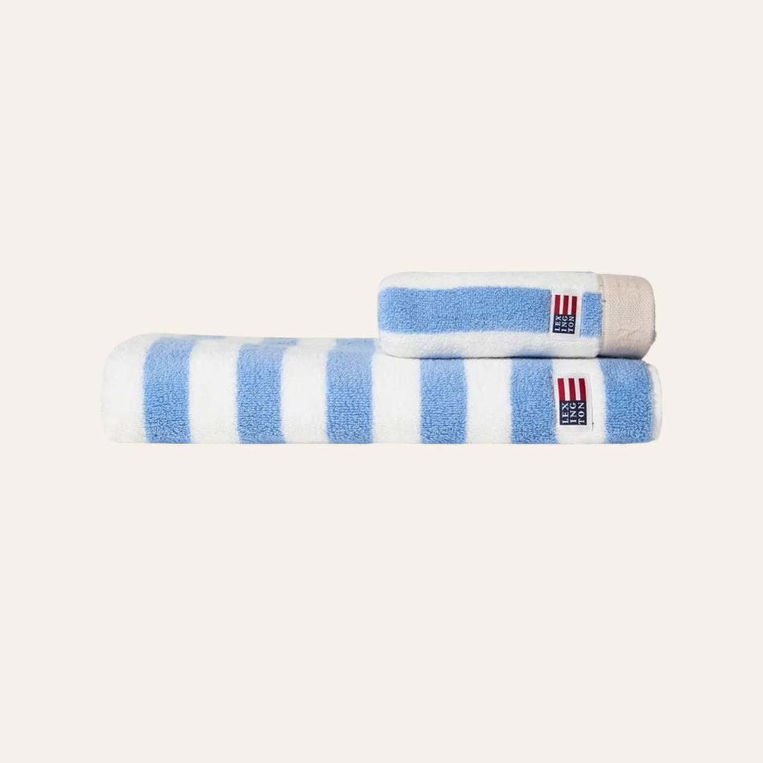 Lexington Block Striped Towel 100x150 Sky Blue/White/Moonbeam