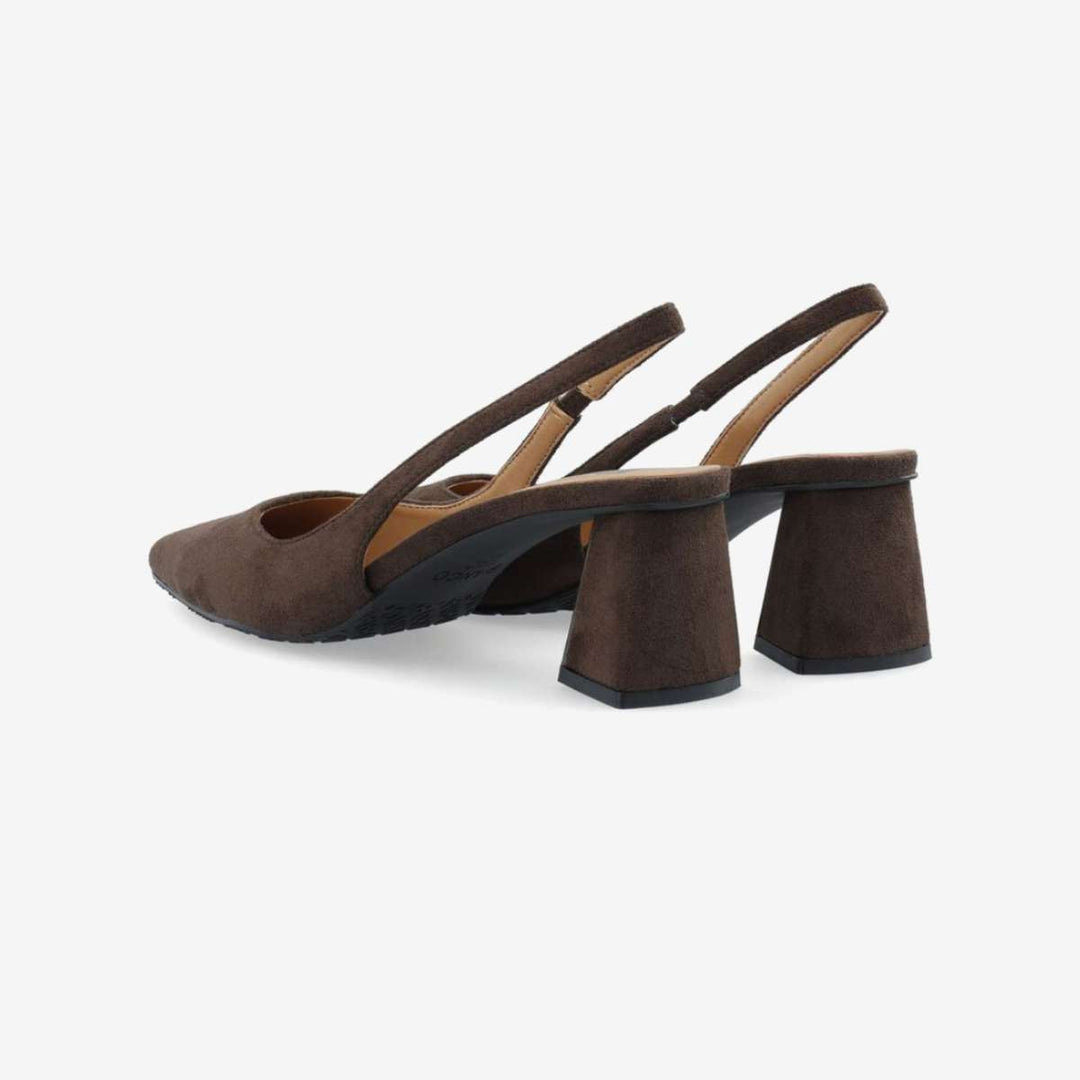 Bianco Biamaralyn Slingback Faux Suede Dark Brown W