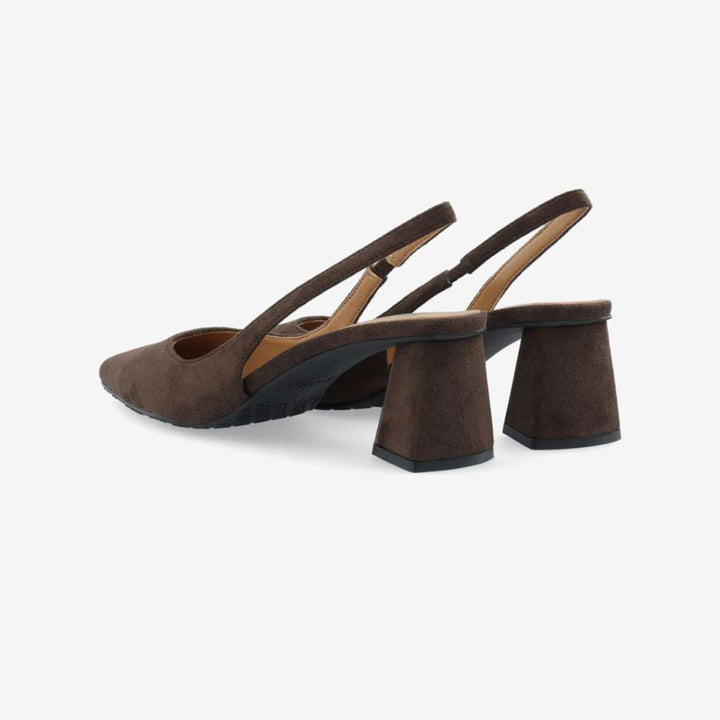 Bianco Biamaralyn Slingback Faux Suede Dark Brown W
