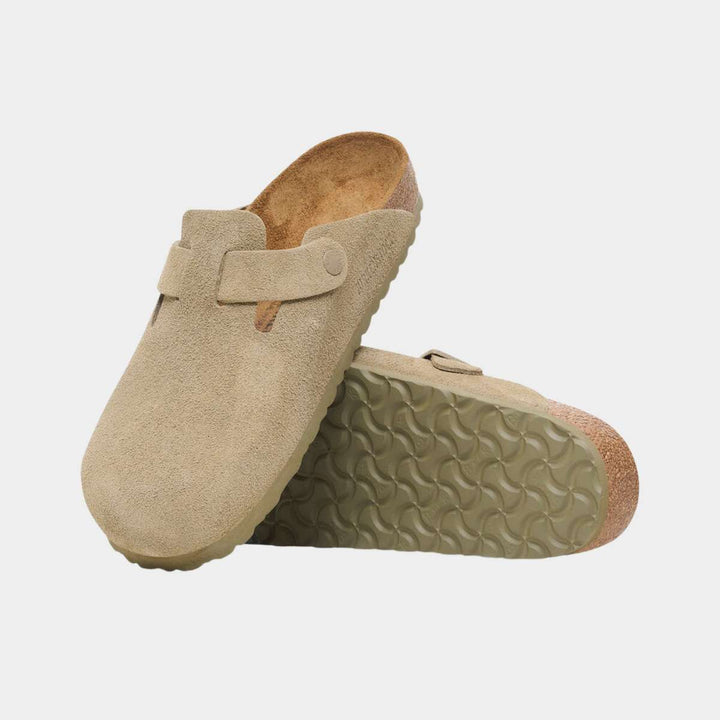 Birkenstock Boston Suede Smal Faded Khaki W