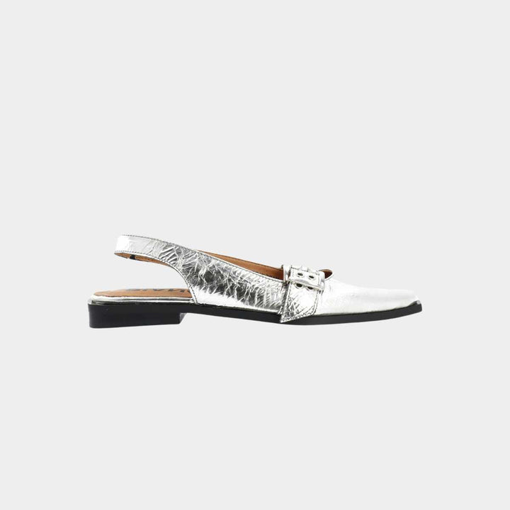 Bianco Biavictoria Single Buckle Slingback Silver W