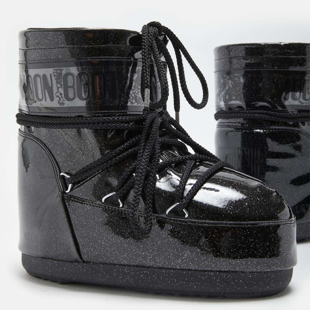 Moon Boots Icon Low Glitter Black W