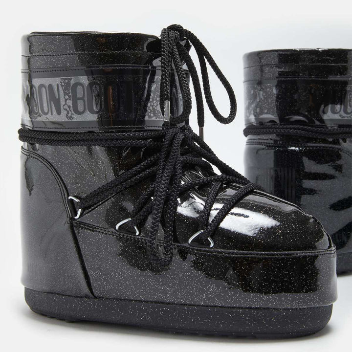 Moon Boots Icon Low Glitter Black W