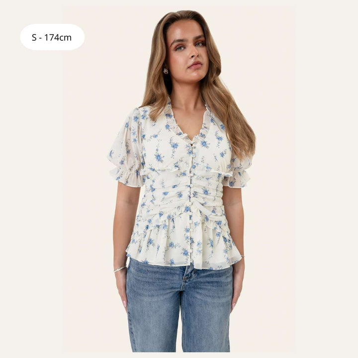 BYIC ArielIC Blouse Off White Vintage Blue