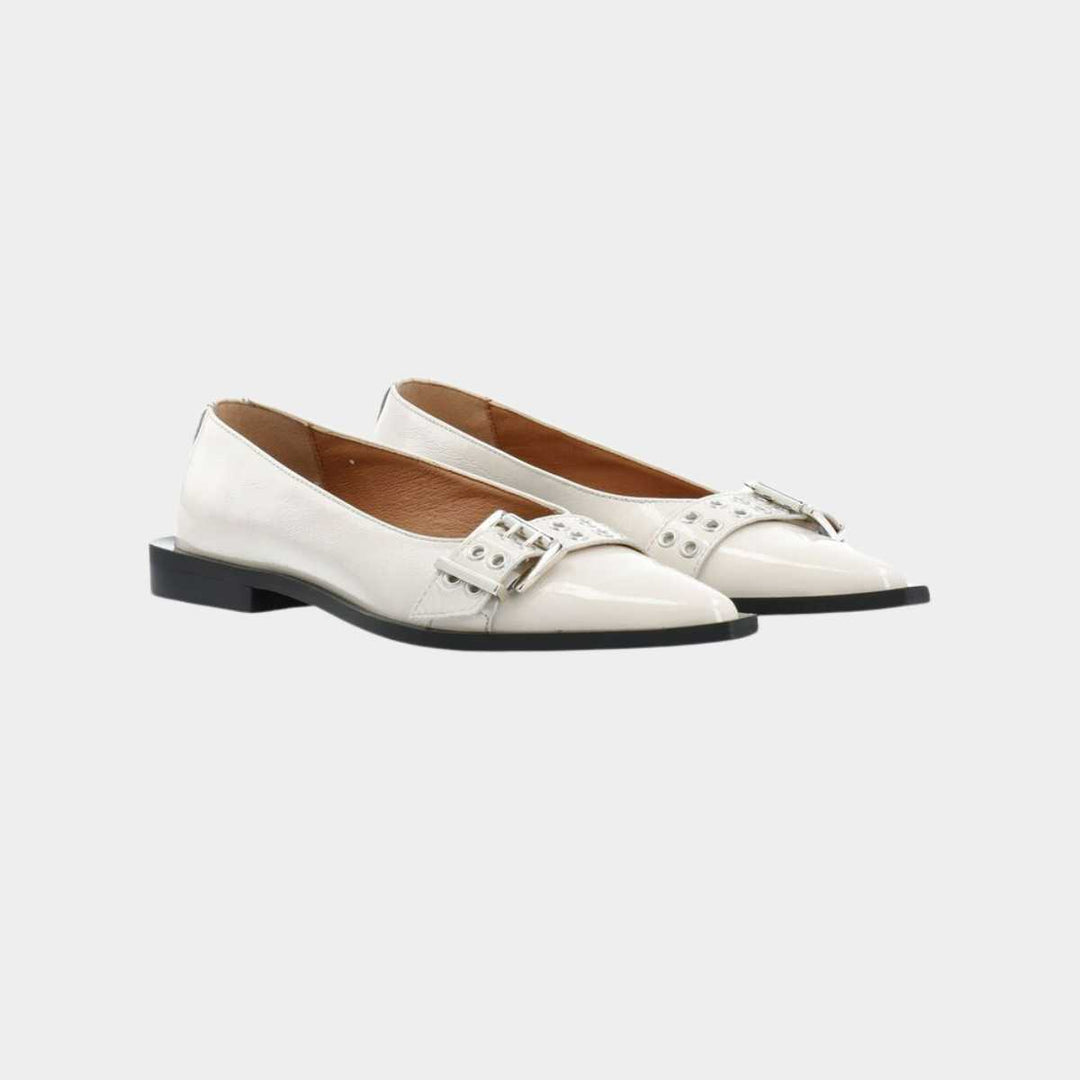 Bianco Biavictoria Bucklet Ballet Flat Off White W