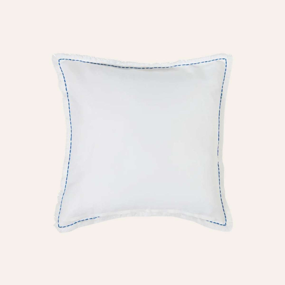 Lexington Summer Embroidered Patch Pillow Cover White/Blue 50x50